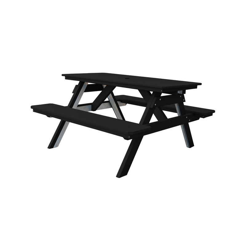 Table de pique-nique rectangulaire, Noir, L 55 po x L 60 po