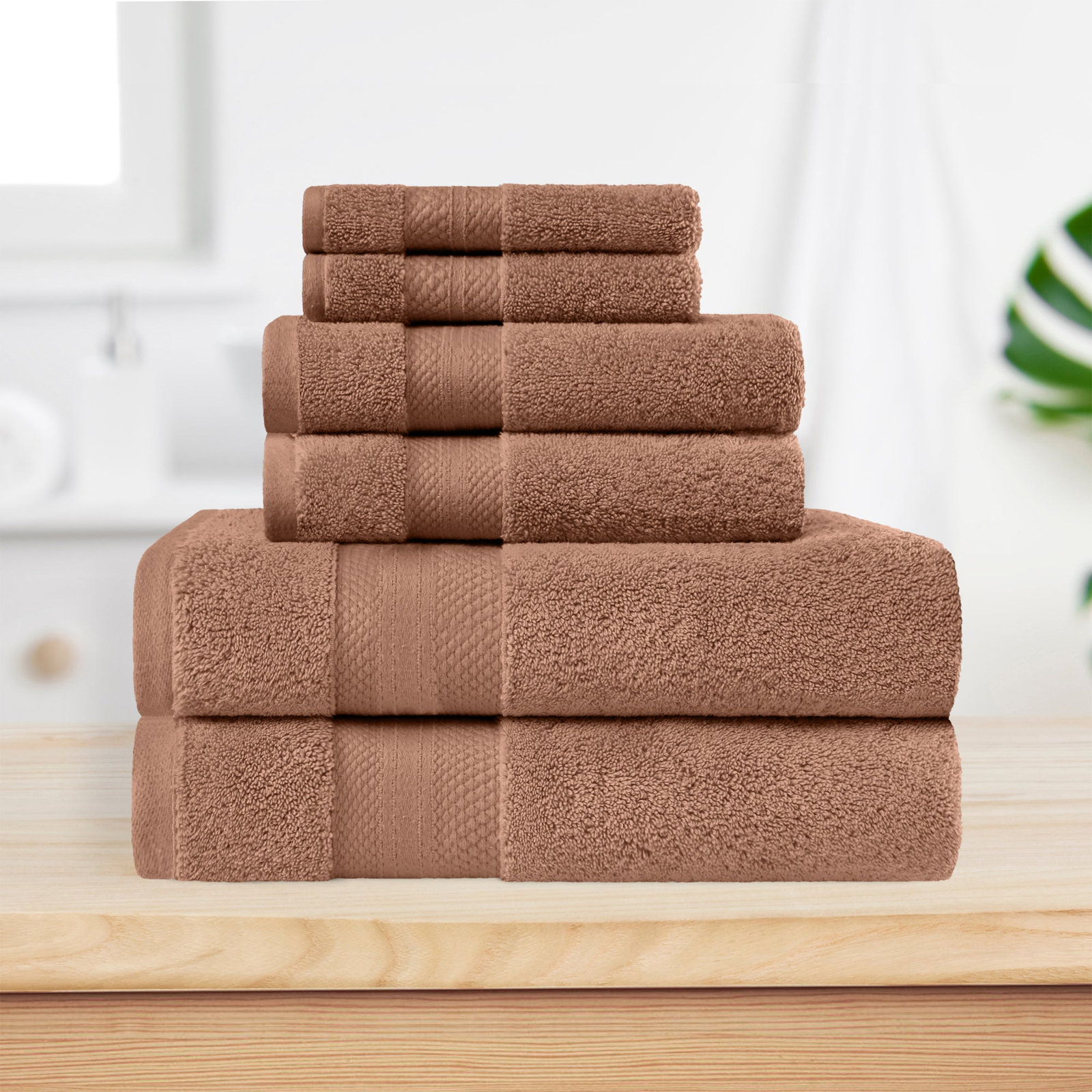 Finnian Turkish Cotton Bath Towel, Taupe, 6 Piece Towel Set