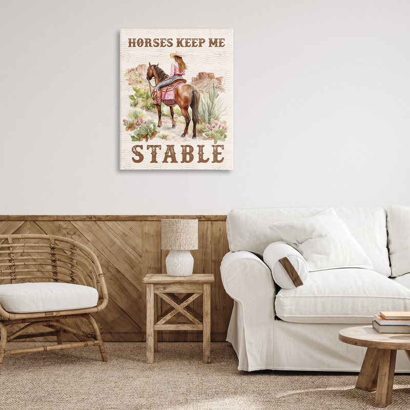 "Horses Keep Me Stable", art mural sur toile par lettré et doublé br-338_CN, H 40 po x l 30 po