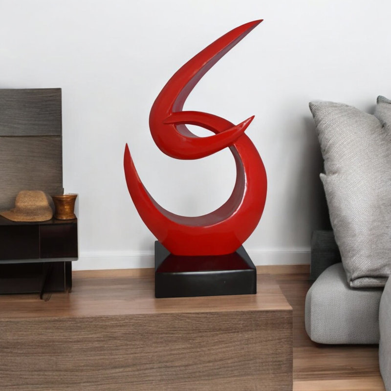 Stylish Renfrow Art Boomerang Statue – Elegant Resin Crafted Modern Home Decor, 13"L x 8"W x 23"H, Red