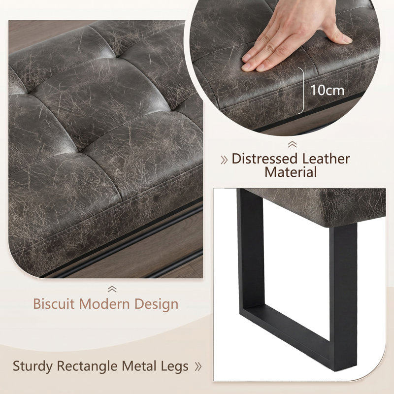 Faux Leather Upholstered Bench