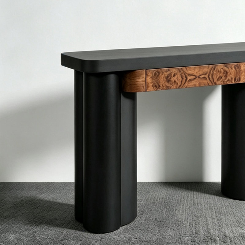 Mid-Century Solid Wood Console Table, 33.9" H x 39.4" W x 15" D