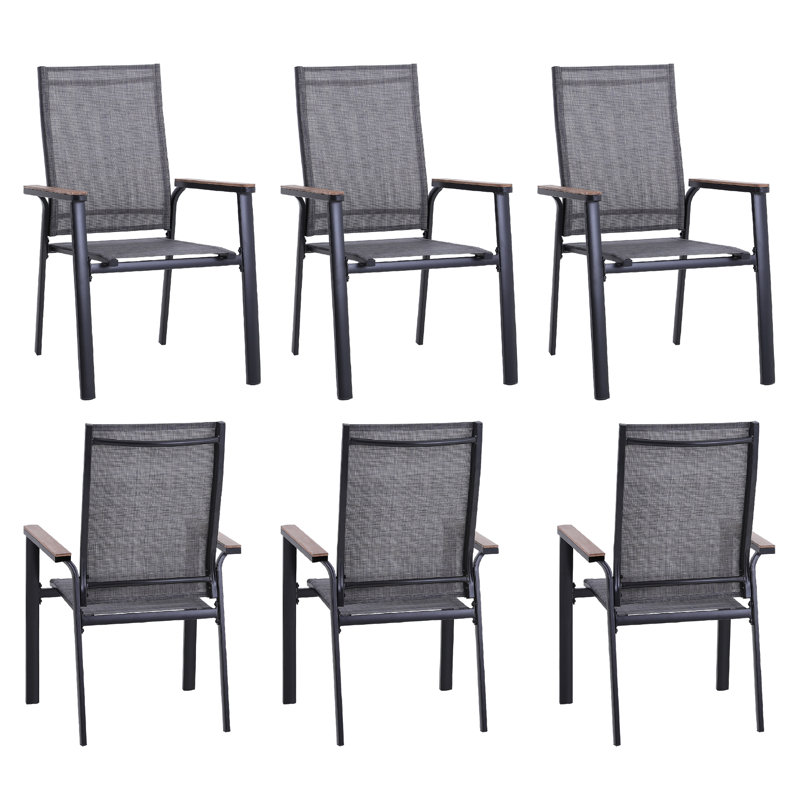 Outdoor Patio Dining Armchair, Grey, 6