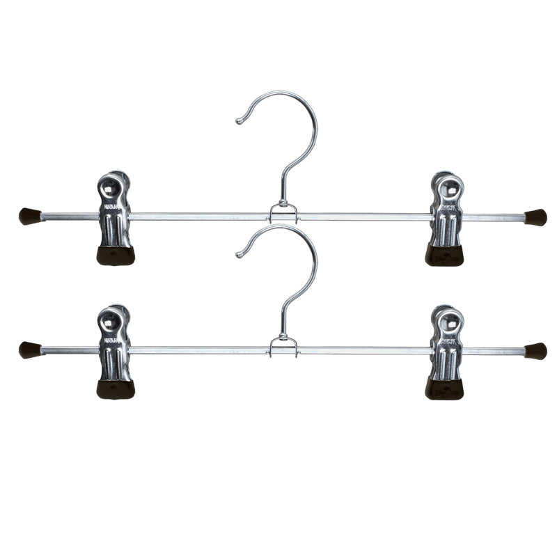 Cintre pour pantalons antidérapant avec pinces, Noir, H 4,5 po x l 15,75 po x P 1,12 po