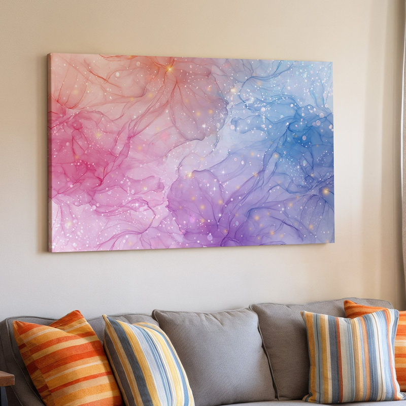 Toile d'un fond éthéré rêveur avec un dégradé de couleurs pastel douces, transition du rose clair à l'orange douce