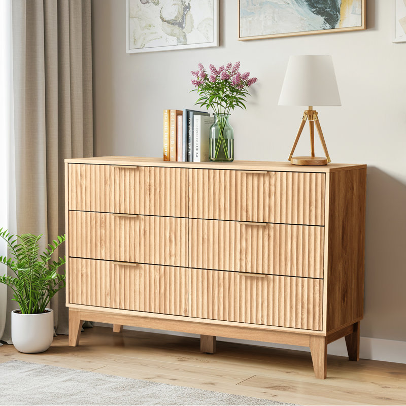  Commode double 6 tiroirs l 47,2 po, Beige