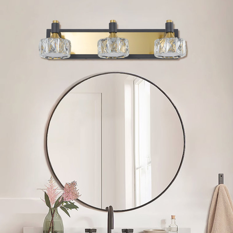 Luxueux luminaire de salle de bain sur miroir - Lampe murale en cristal et rouille moderne