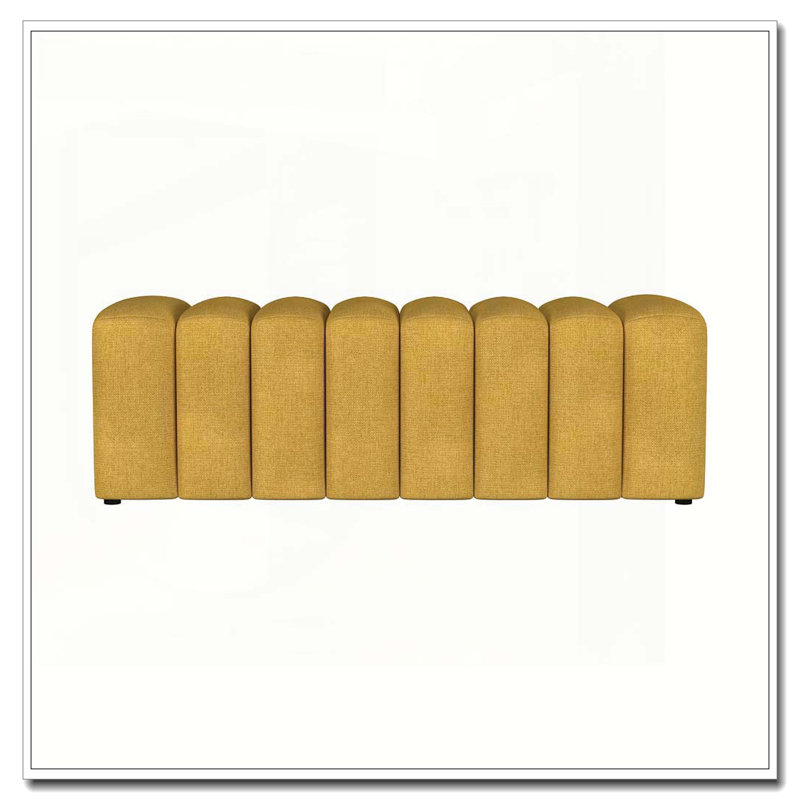 Banc rembourré en tissu capitonné, jaune moutarde, Jaune moutarde