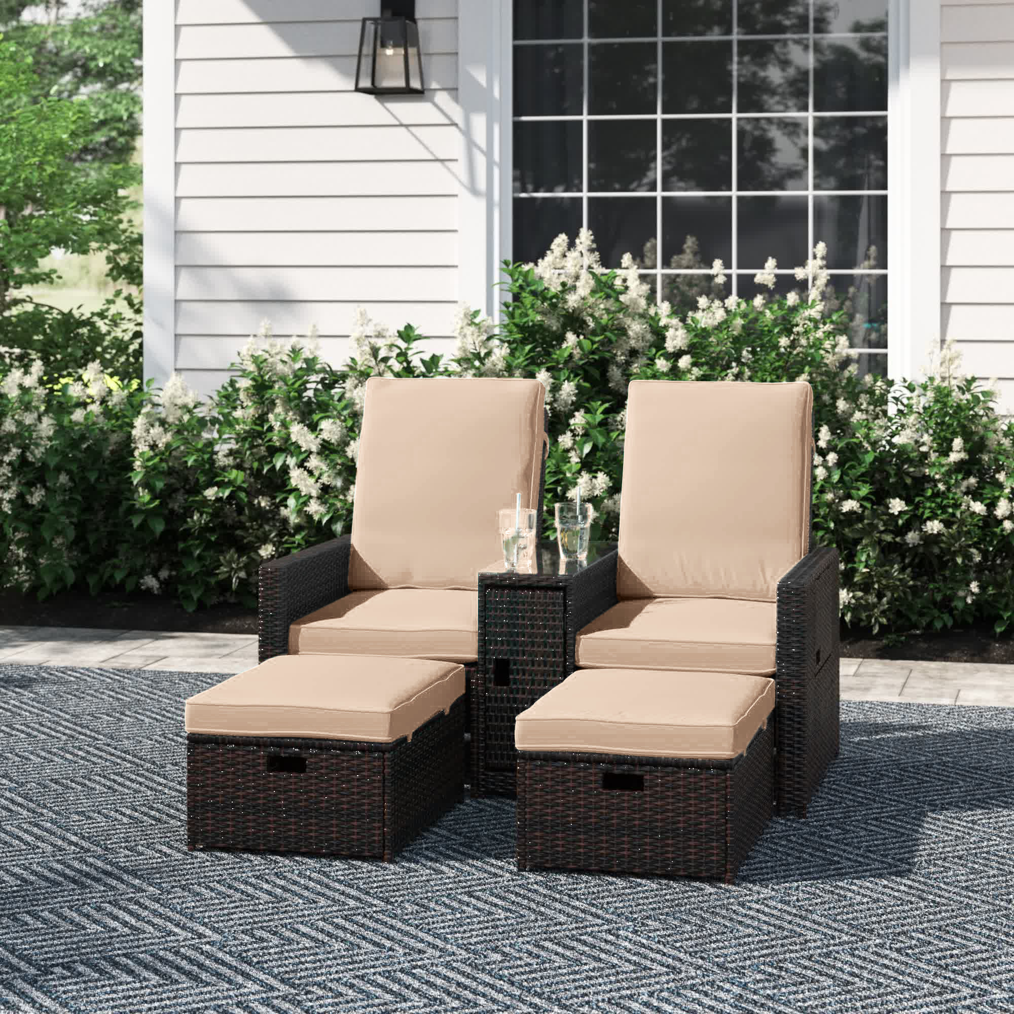 Sol 72 Outdoor™ Lavinia 5 Piece Rattan Seating Group with Cushions ...