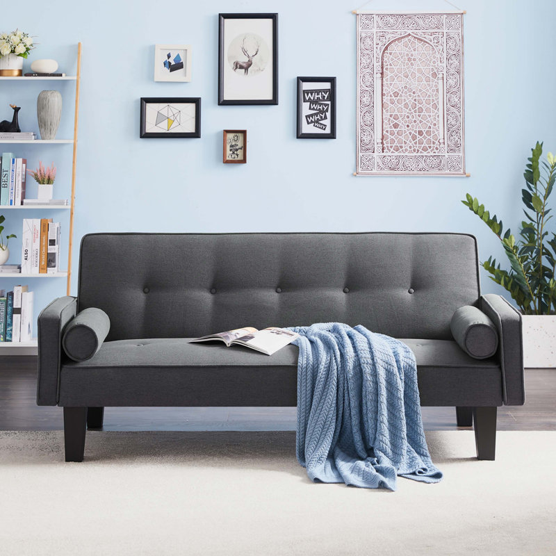 Convertible Folding Tufted Sofa Bed, Modern Sectional Sofa couch For Compact Living Space,sofas,couches, Dark Gray