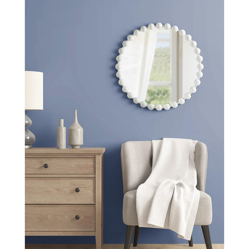 Miroir mural perlé 27 po, 27 po x 27 po, Blanc