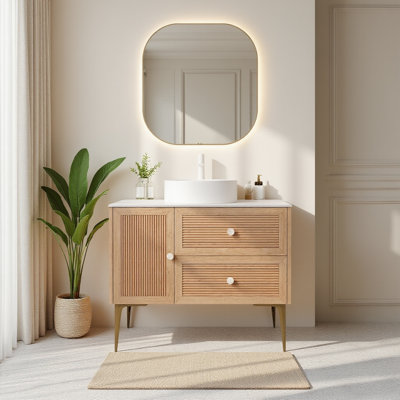 36" Modern Bathroom Vanities With Single Ceramic Sink, Pretty Wood Cabinet, Pre-assembled