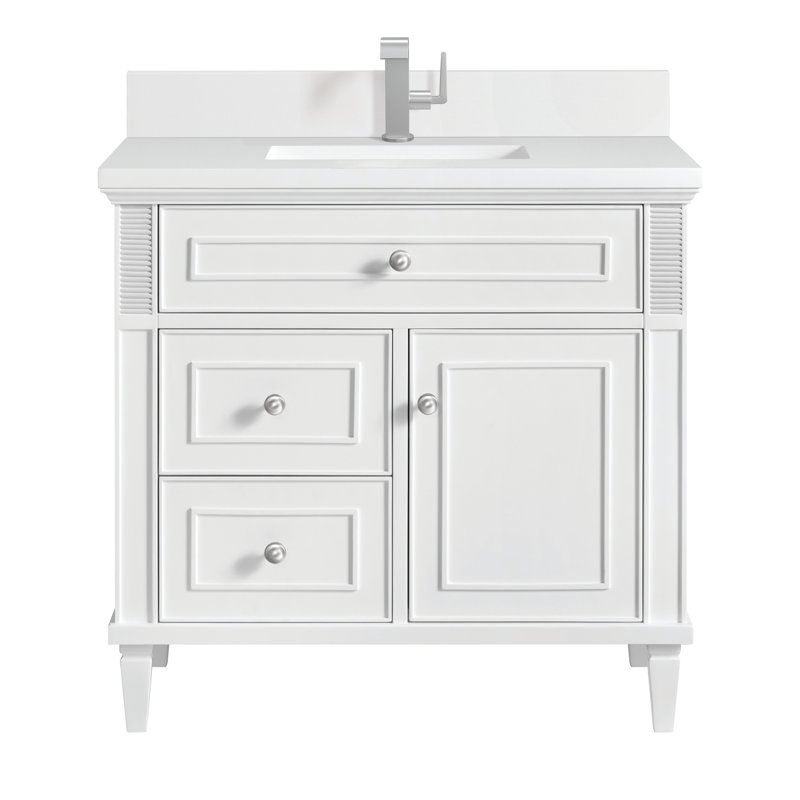 Lorelai 36'' W Single Vanity, Bright White, White Zeus, Single-Hole