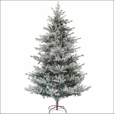 Arbre de Noël artificiel pin nordique avec pointes enneigées 1939, base en métal pliable, assemblage facile, arbre de Noël à charnières pour les fêtes à la maison