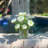 8 " Faux Ranunculus in Glass Vase