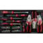 Boîte à outils 20 po 3 en acier avec outils, noir et rouge, et métal, plateau de rangement supérieur, poignée de transport pour le garage, la maison, outils portatifs d'établi, noir rouge, matériau robuste, glissière à roulement, multiple-1200246543