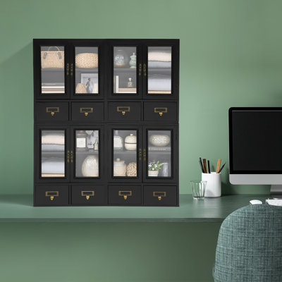 4-Piece Vintage Storage Cabinets 4-Pack Stackable Modular