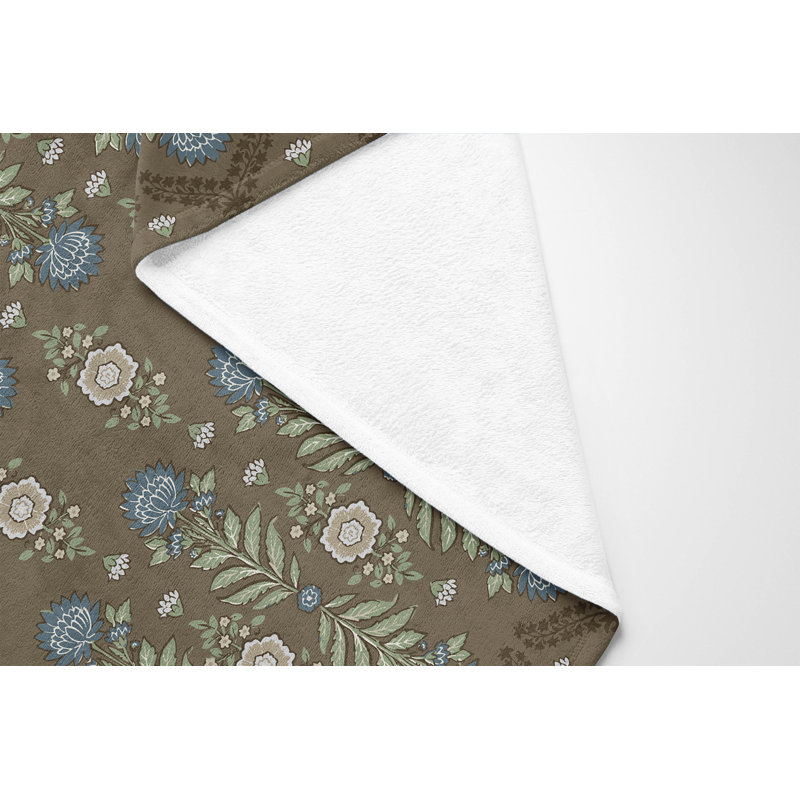 Couverture en velours de velours Kalina, Chocolat floral, L 80 po x l 60 po