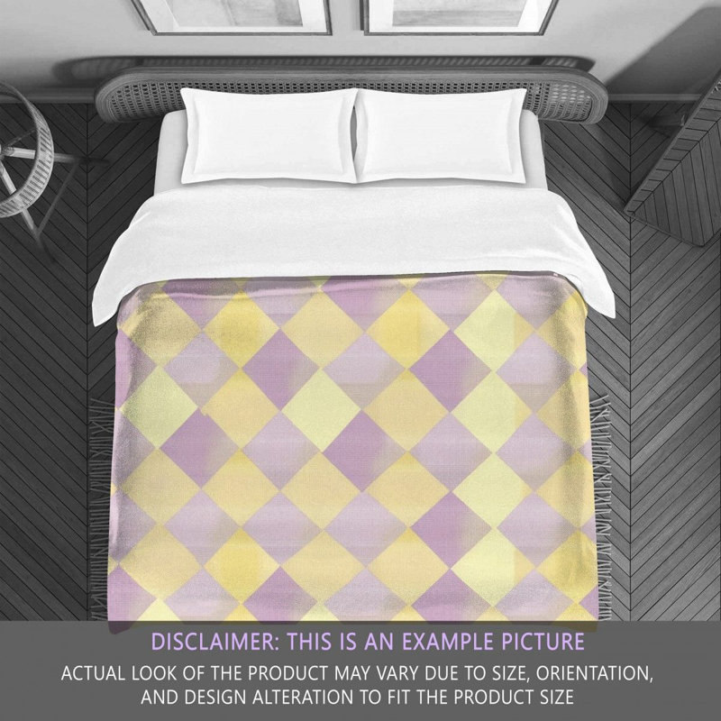 Checkered Comforter, King Comforter, Purple/Yellow Argyle