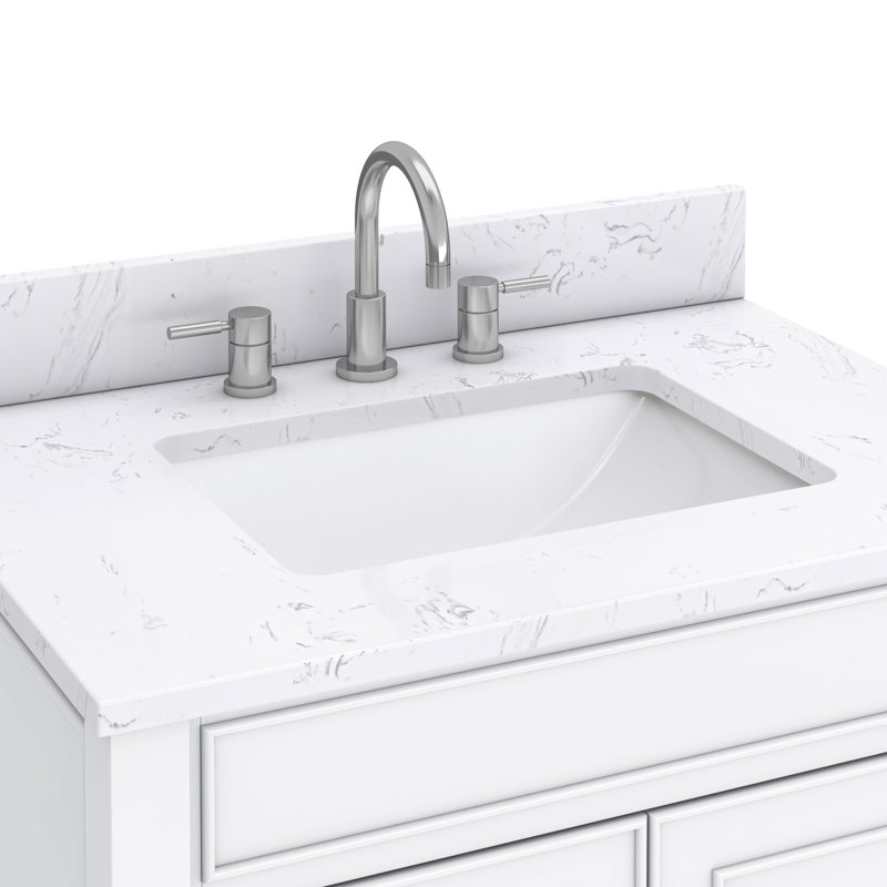 Bristol 31'' White Single Bathroom Vanity with Marble Top