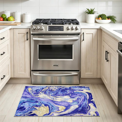 Beige Beautiful Marble Violet Blue Abstract Art Backdrop Color Dark Machine Washable Indoor Area Rug
