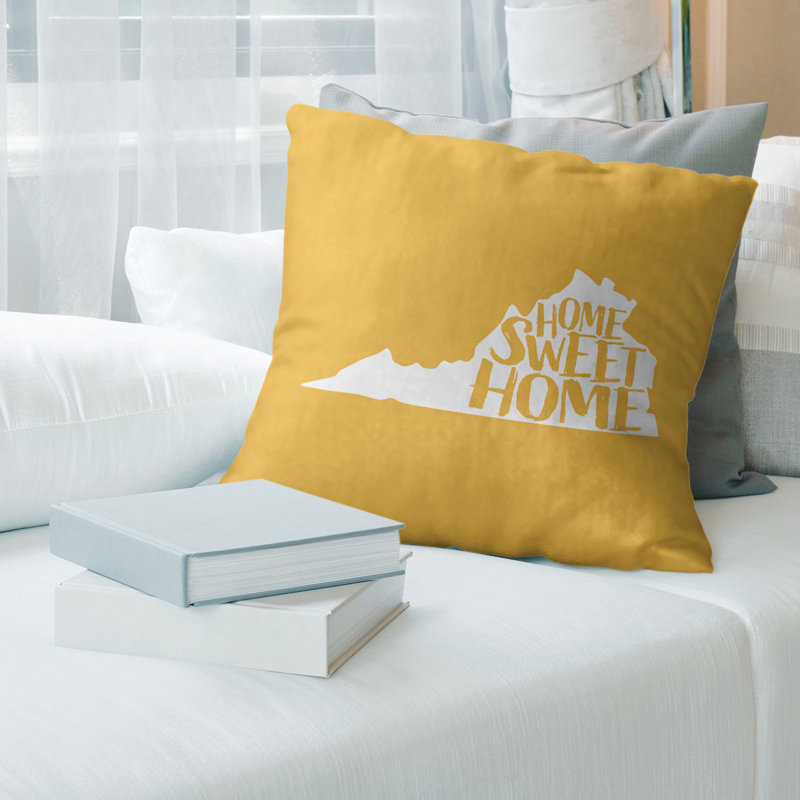 Coussin en polyester, 18 po x 18 po, Jaune, Virginie