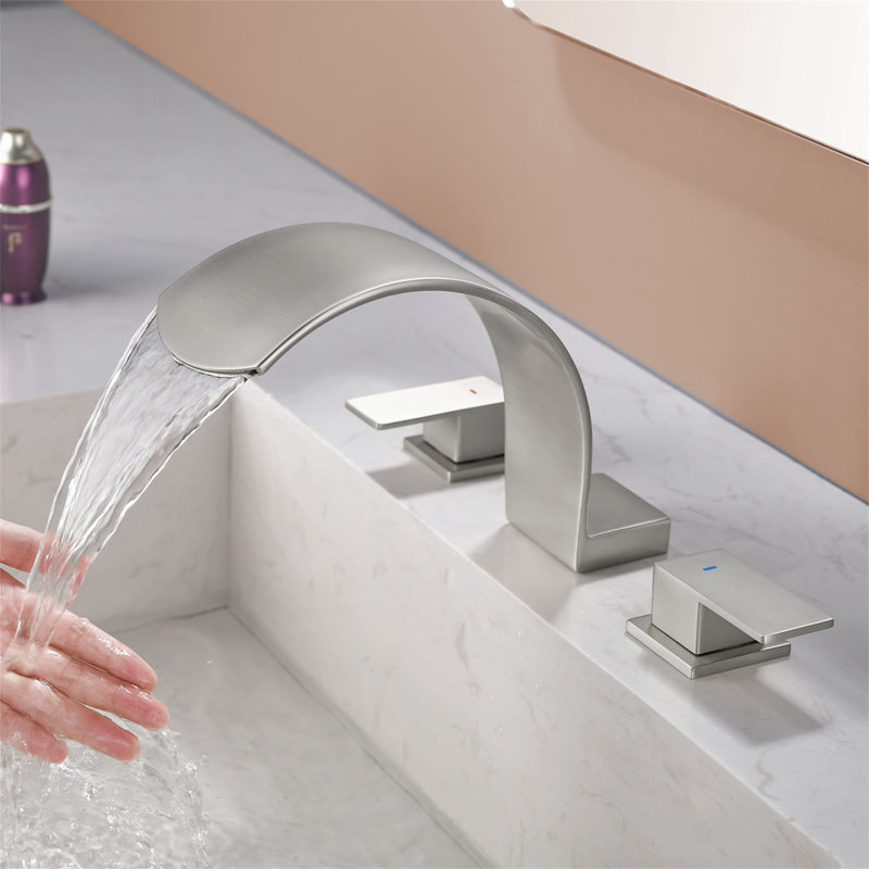 Robinet de baignoire 3 trous à fixation sur le comptoir Robinet pour baignoire à cascade avec robinet à deux poignées en laiton
