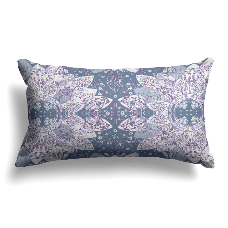 Floral Viceroy  Rectangular Throw Pillow, Gray/Purple