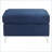 Ottoman, Navy Blue Rectangle with Faux Fur Pillows | Metal Legs | Matte Silver Finish-123499640