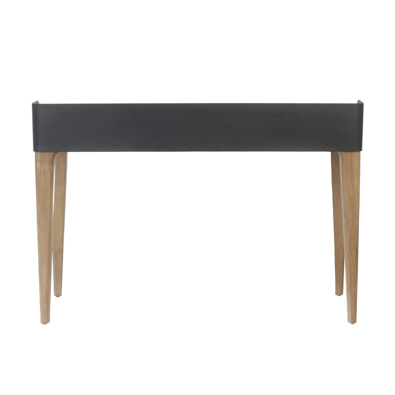 Bureau à finition en teck clair avec couvercle en acier noir mat Millis