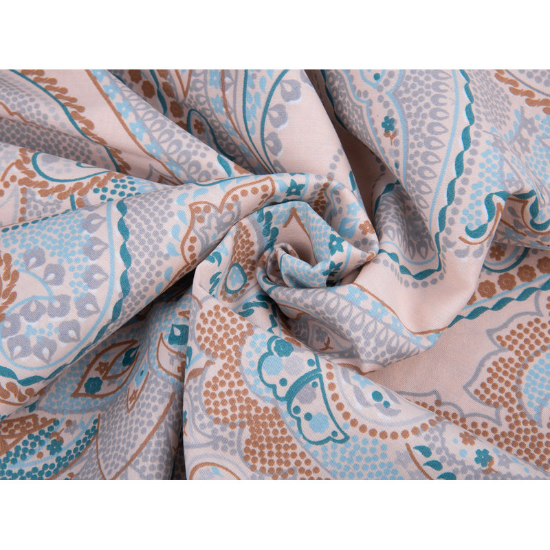 Queen Cotton Sateen Paisley Duvet Cover Set with Pillowcases
