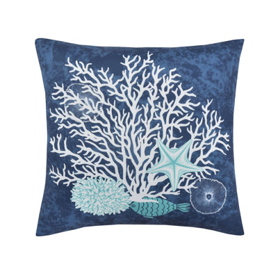  Blue Coral Deep Sea Ocean Floor Aquatic Wildlife Themed 16" x 16" Decorative Accent Throw Pillow