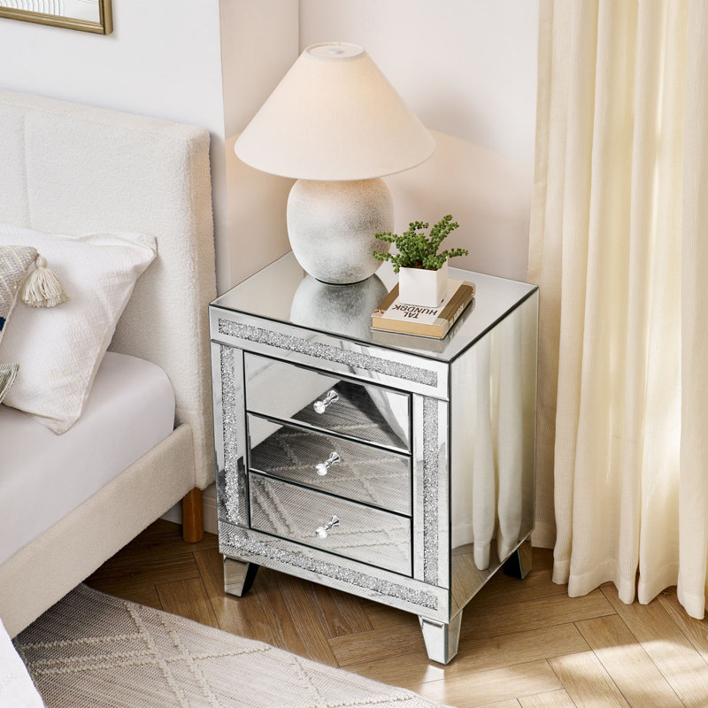 Mirror Three Drawer Cabinet, Multi Functional Storage Cabinet