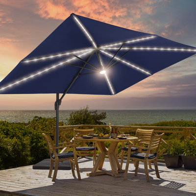 Rozalinda 138'' x 108'' Rectangular Lighted Cantilever Umbrella