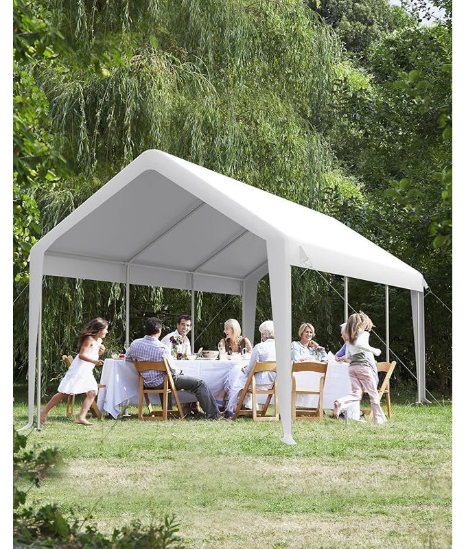 Couvercle de remplacement pour auvent pour abri d'auto robuste - PE 200G imperméable et résistant aux UV, Blanc