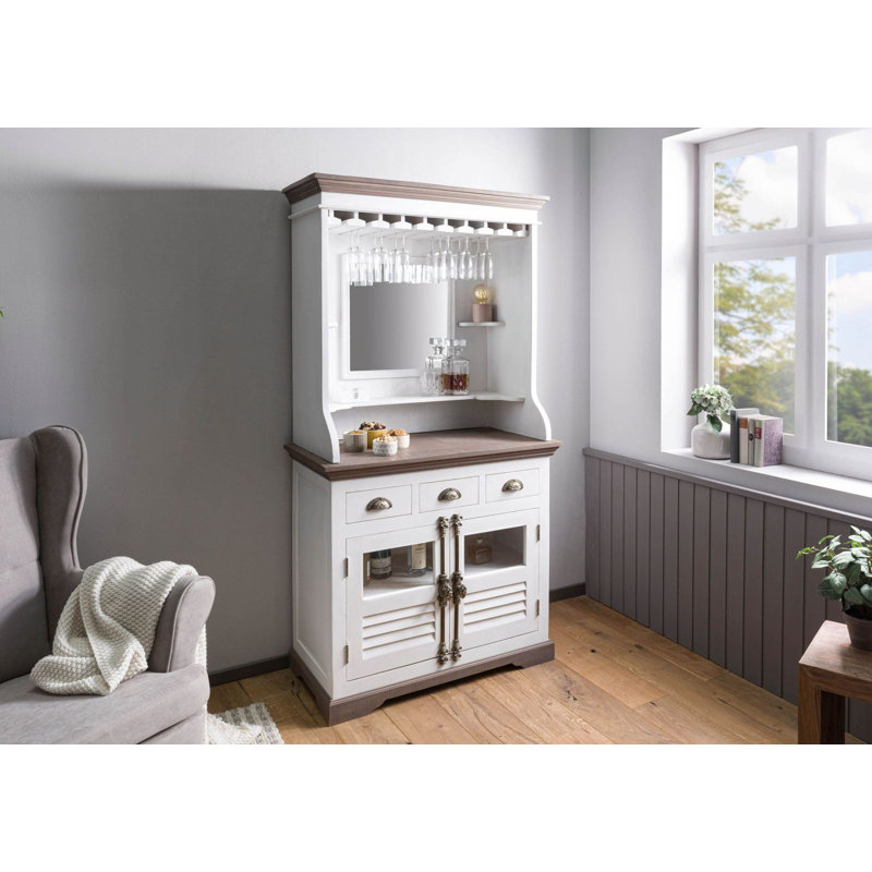 Toulouse 98cm Solid Wood Bar Cabinet, Lacquered White
