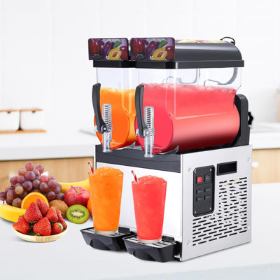 Double Tank Commercial Slushie Maker – 15L x2 / 8 Gal, Frozen Drink & Margarita Machine with Self-Cleaning, for Cafes & Parties