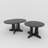 X43" farmhouse expandable oval dining table: black trestle x-shaped base, removable leaf for flexible seating