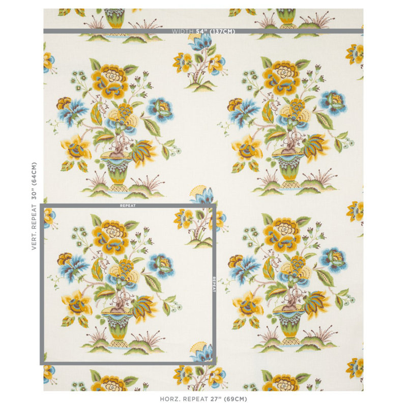 Tissu en lin Ashford, Ocre / ciel