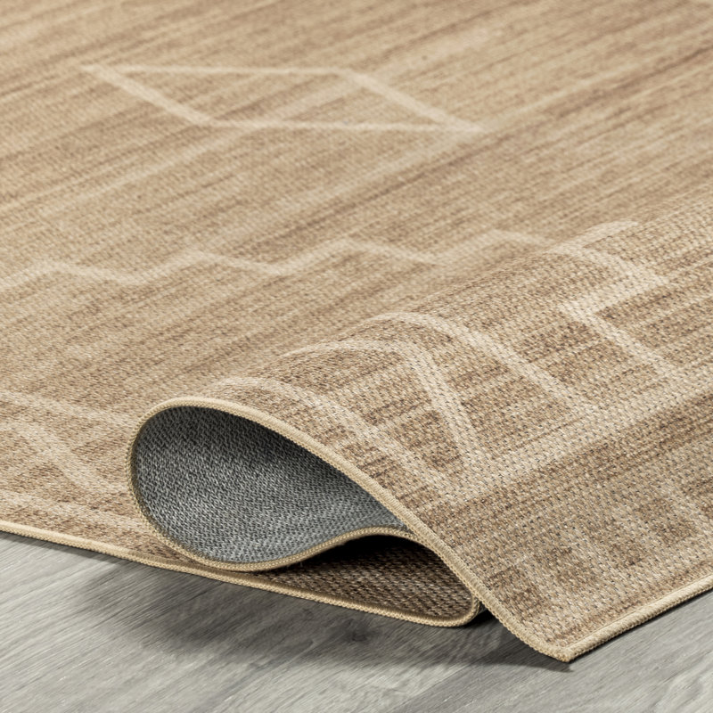 Velma Beige Synthetic Washable Reversible Area Rug, 5' x 8'