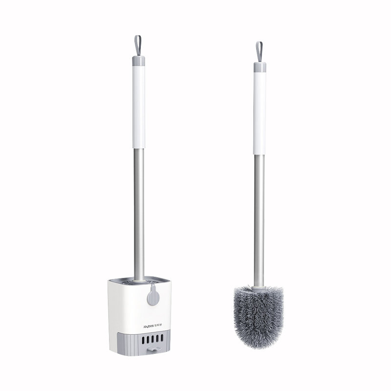 Brosse de toilette à long manche gris avec base carrée JOYBOS