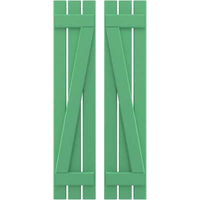 Volets extérieurs Americraft à trois panneaux (2 tasseaux) en bois véritable avec barres en Z (par paire), 11 1/2 po L x 75 po H, motif nénuphars