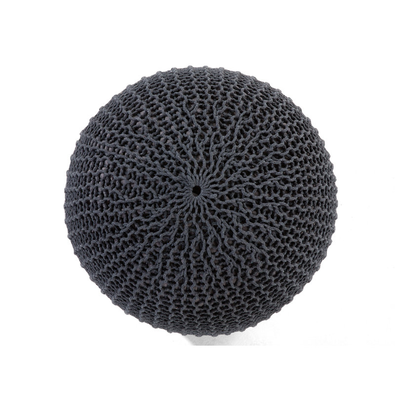 Arne 50cm Wide Round Pouf Ottoman, Dark Grey