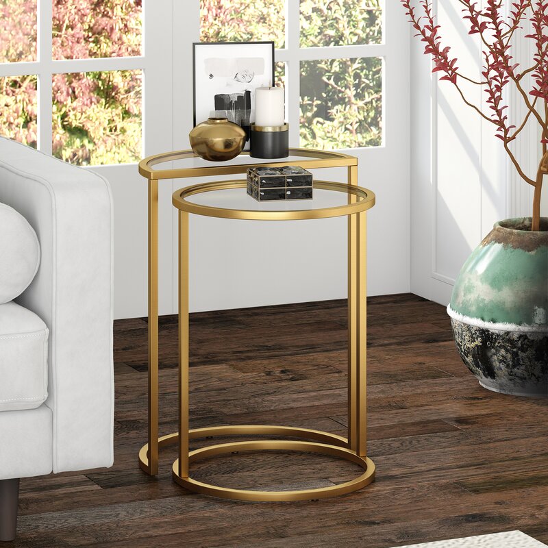 Ebern Designs Allys Glass Frame Nesting Tables & Reviews | Wayfair