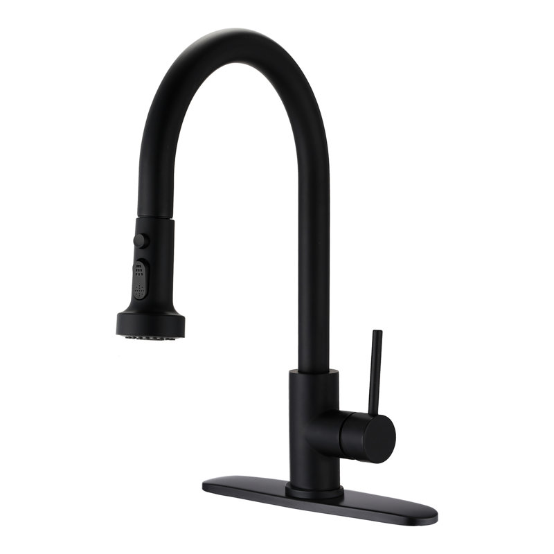 Matte Black Kitchen Faucet With Stainless Steel Pull Down And Soap Dispenser, Scratch Rust , 360 Rotatable Spout, High Flow 1.8Gpm To Scratches Rust,