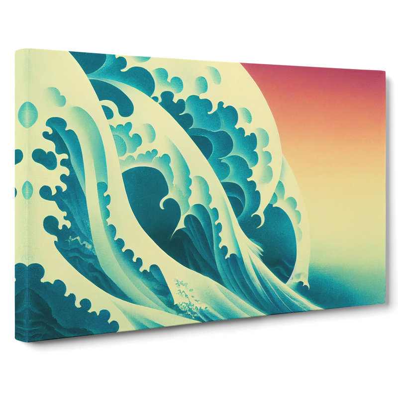 Japanese Wave Sunset Vol.4 - Wrapped Canvas, 35cm H x 50cm W x 3cm D