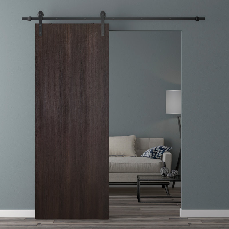 Porte de grange coulissante en bois manufacturé Optima avec trousse de quincaillerie, 31,75 po x 95,24 po, Chêne Veralinga