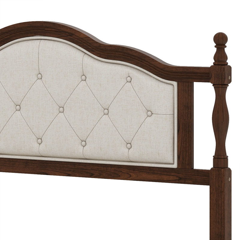 Wood Bed Frame Queen Size, Transitional Platform Bed
