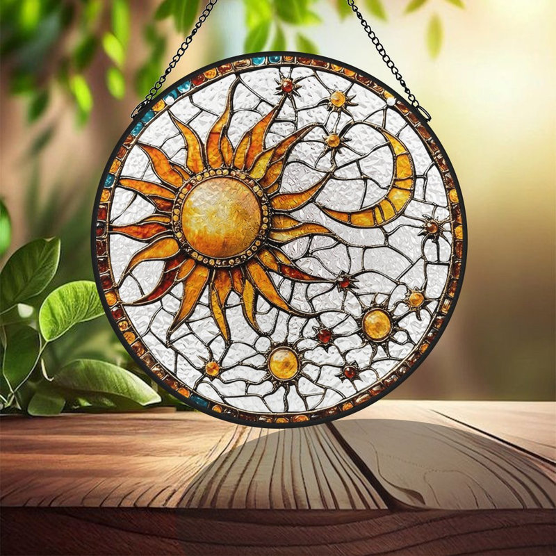 Vitrail Sun Moon, 11,8 x 11,8 po (30 x 30 cm)