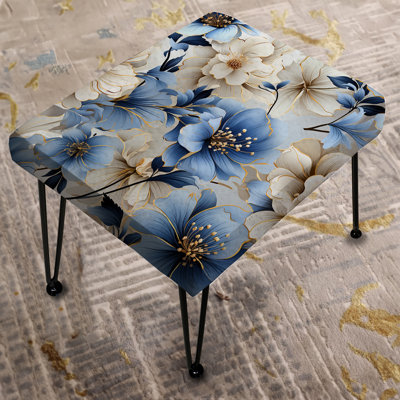 Blue And White Floral Dream Pattern III - Floral Rectangle Ottoman